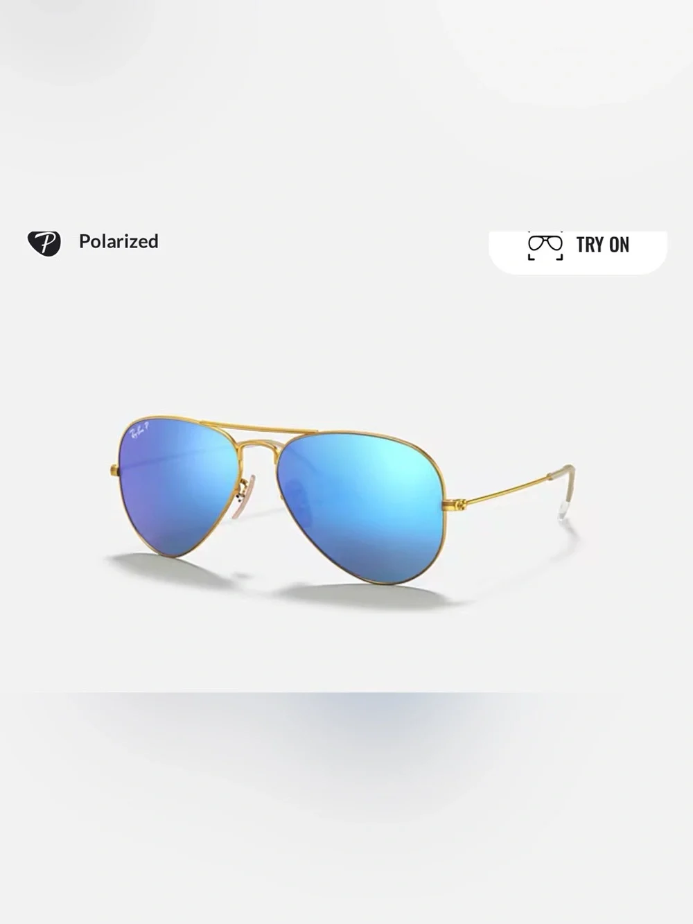 Ray-Ban Gold Frame Sunglasses with Blue Mirrored Lenses